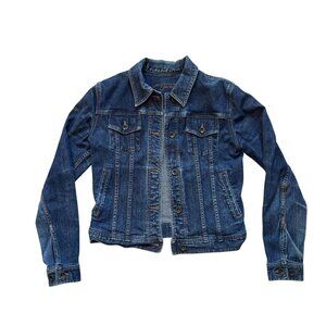 Lauren Jeans Co Premium Denim Jacket S Fitted Blue Stretch Jean Button Up